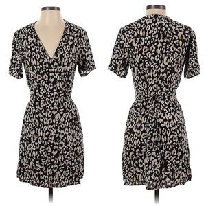 H&M | midi dress wrap style with leopard animal print